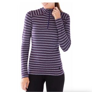Smartwool Purple Striped Quarter Zip Base Layer Size XL